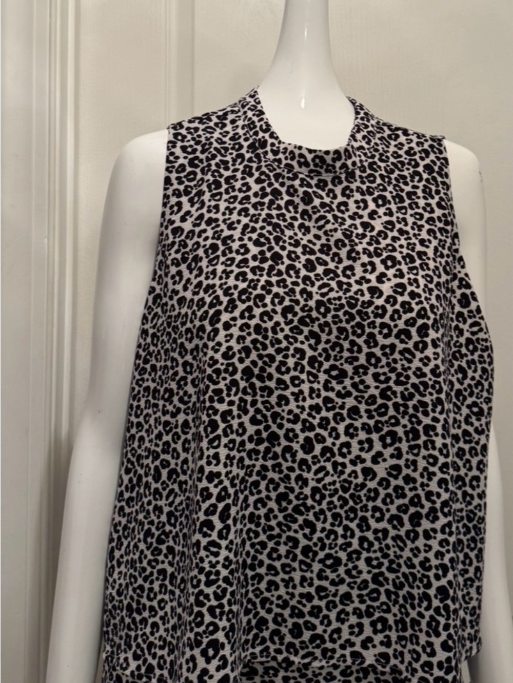 Mud Pie Black & White Leopard Print Sleeveless Tank